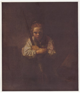 Girl with a broom by Rembrandt